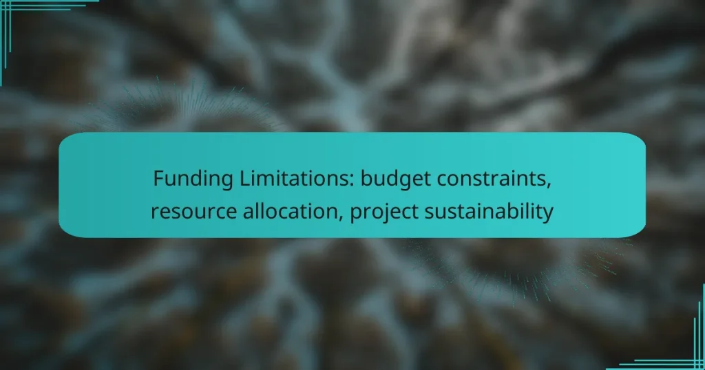 Funding Limitations: budget constraints, resource allocation, project sustainability