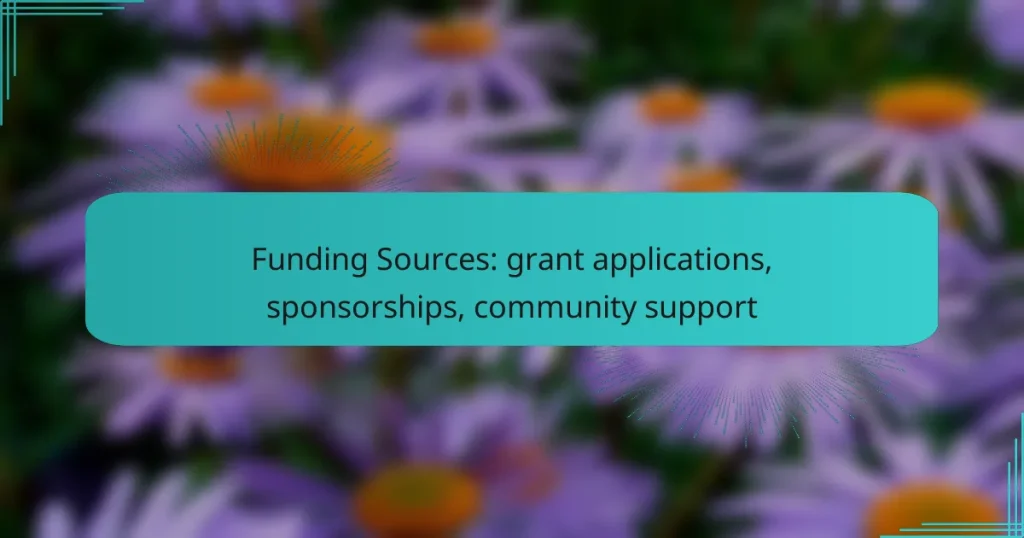 Funding Sources: grant applications, sponsorships, community support