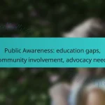 Public Awareness: education gaps, community involvement, advocacy needs