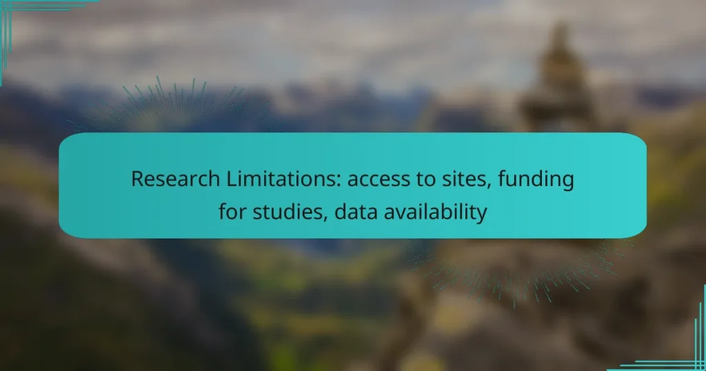 Research Limitations: access to sites, funding for studies, data availability