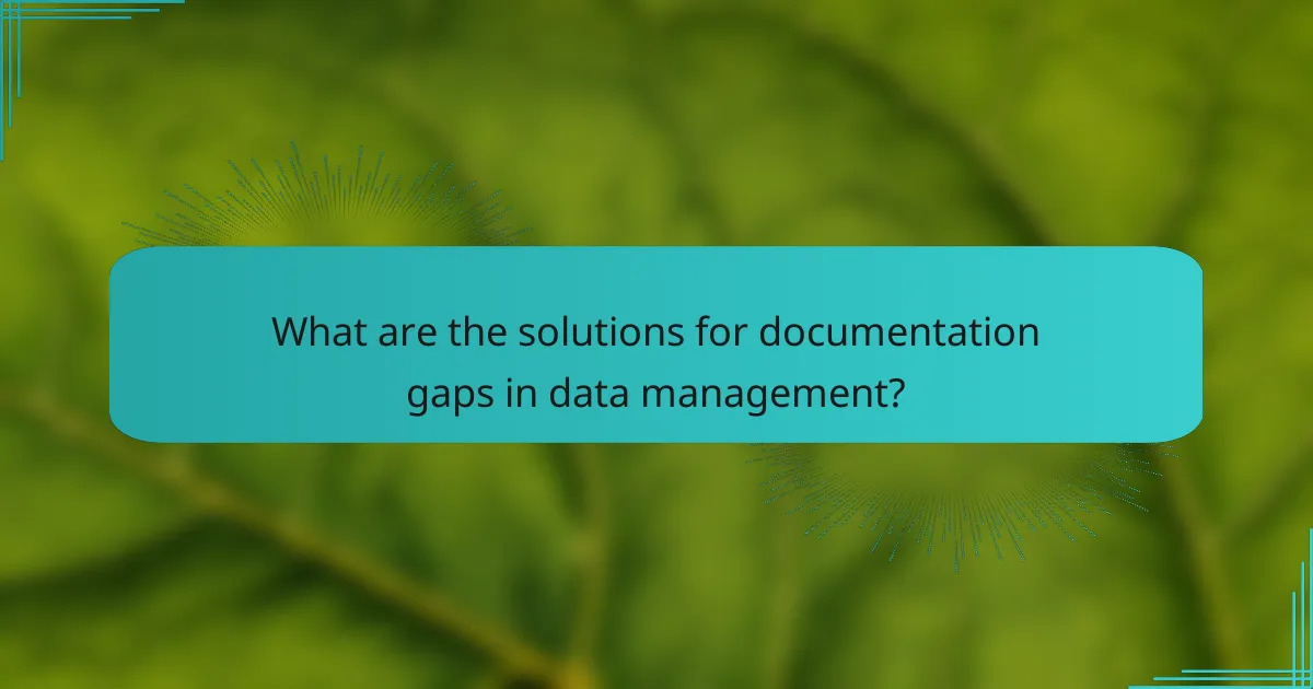 What are the solutions for documentation gaps in data management?