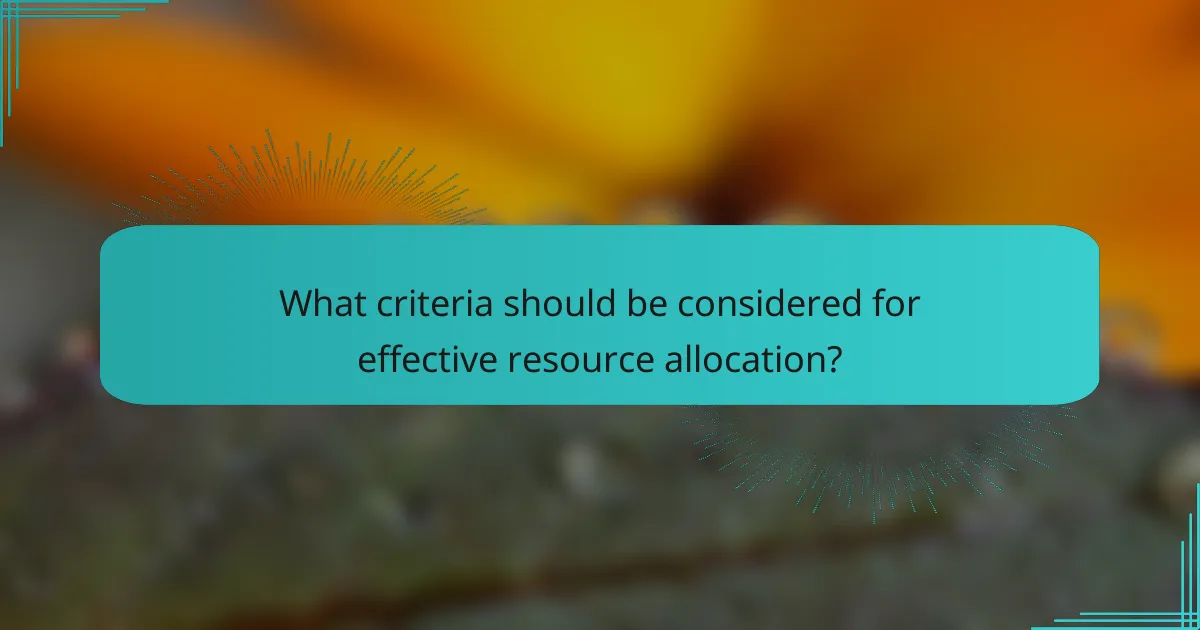What criteria should be considered for effective resource allocation?